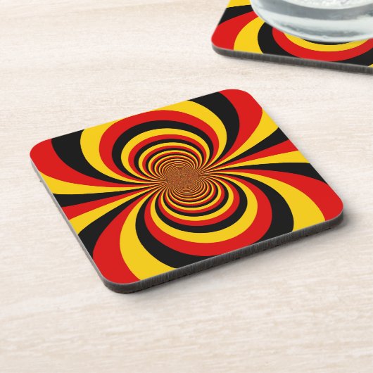 私はドイツ国旗の色のアートプリント コースター (左側)