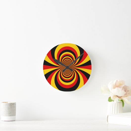 私はドイツ国旗の色のアートプリント ラウンド壁時計 (ホーム)