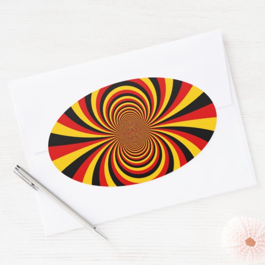 私はドイツ国旗の色のアートプリント 楕円形シール (封筒)