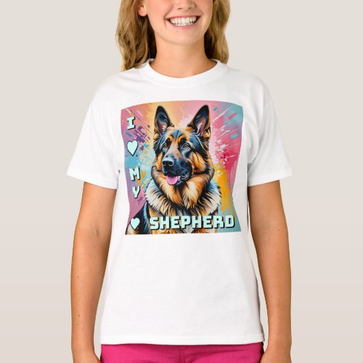 私はドイツ・シェパードが大好き Tシャツ (正面)