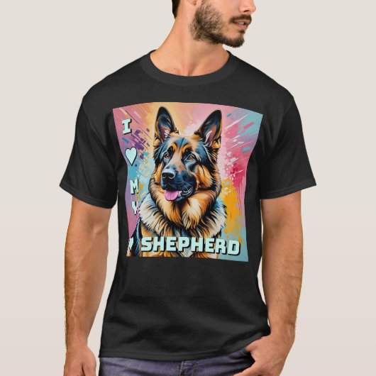 私はドイツ・シェパードが大好き Tシャツ (正面)