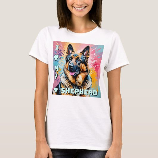 私はドイツ・シェパードが大好き Tシャツ (正面)