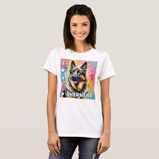 私はドイツ・シェパードが大好き Tシャツ (正面フル)