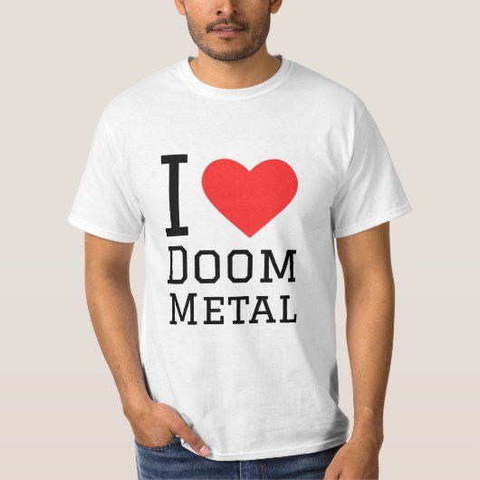 私はドゥームメタルスクエアステッカーが大好き Tシャツ (正面)