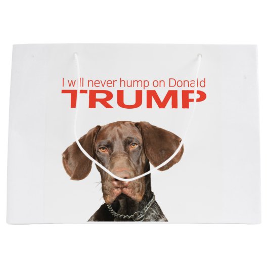 私はドナルドトランプを決して食べない！ ラージペーパーバッグ (正面)