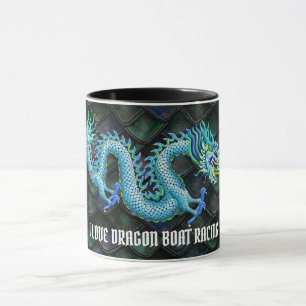 私はドラゴンのボート競争の青いドラゴンを愛します マグカップ