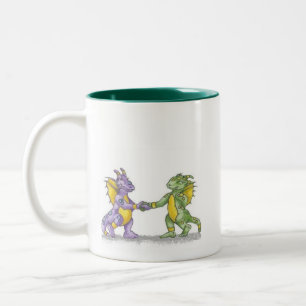 私はドラゴン、お母さんを見ます! ~Shellのスタジオのイラストレーション ツートーンマグカップ