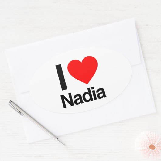 私はナディアを愛している 楕円形シール (封筒)