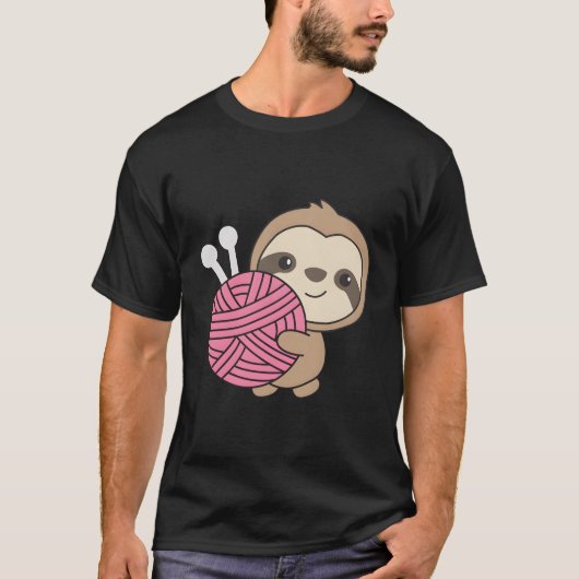 私はナマケモノをウールで編む Tシャツ (正面)