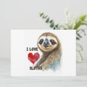 私はナマケモノ、ナマケモノのグリーティングカード、ナマケモノが大好き シーズンカード (スタンド正面)