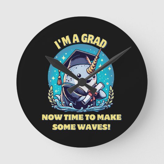 私はナルファルの卒業生だ!今、波を作る時間 ラウンド壁時計 (正面)