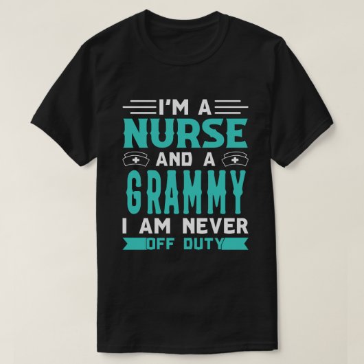 私はナースで蓄音機で私は非番だ Tシャツ (デザイン正面)