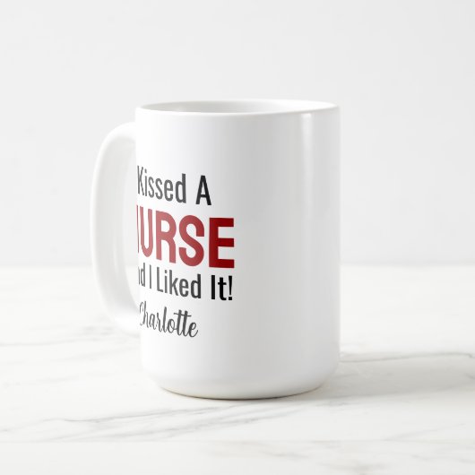 私はナースにキスして好きパーソナライズされた コーヒーマグカップ (正面左)
