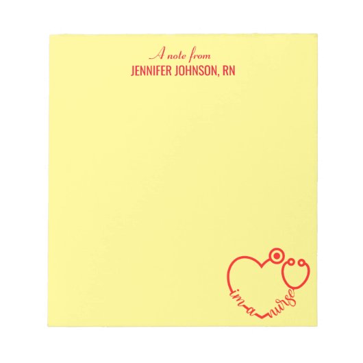 私はナースの聴診器パーソナライズされた名エレガント ノートパッド (正面)