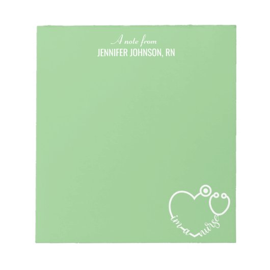 私はナースの聴診器パーソナライズされた名エレガント ノートパッド (正面)