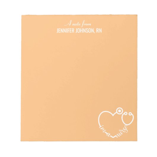 私はナースの聴診器パーソナライズされた名エレガント ノートパッド (正面)