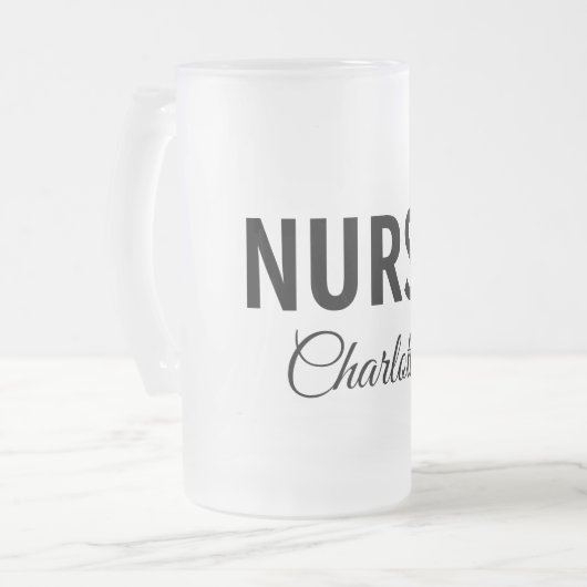 私はナース医療の専門家あなたの名前を追加文字simpl フロストグラスビールジョッキ (正面左)