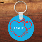 私はナース聴診器ハートカスタムギフト誕生日 キーホルダー (正面)