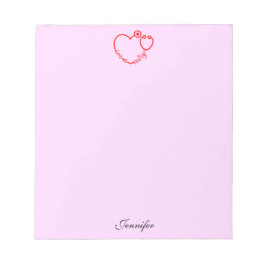 私はナース聴診器ハートパーソナライズされた名 ノートパッド