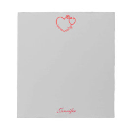 私はナース聴診器ハートパーソナライズされた名 ノートパッド