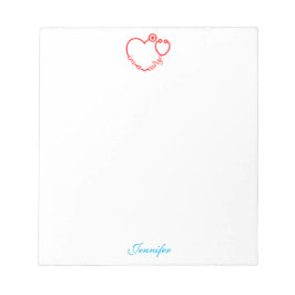 私はナース聴診器ハートパーソナライズされた名 ノートパッド