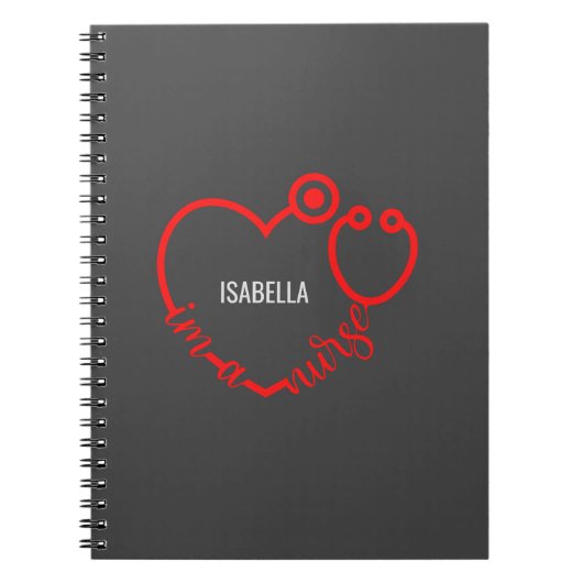 私はナース聴診器ハートパーソナライズされた ノートブック (正面)