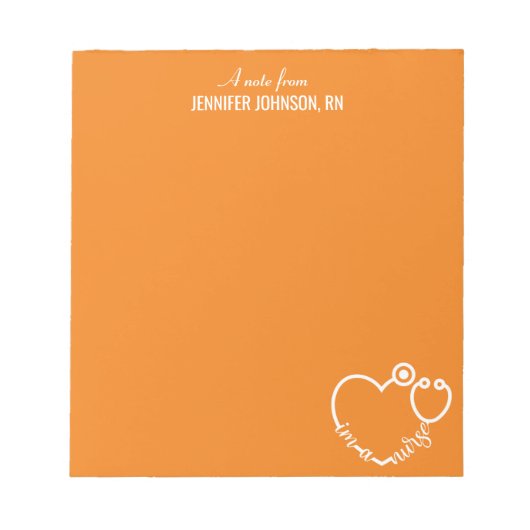 私はナース聴診器パーソナライズされた名エレガントだ ノートパッド (正面)