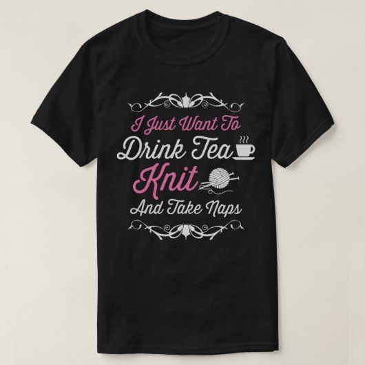 私はニットを飲んで昼寝を取りたい Tシャツ (デザイン正面)