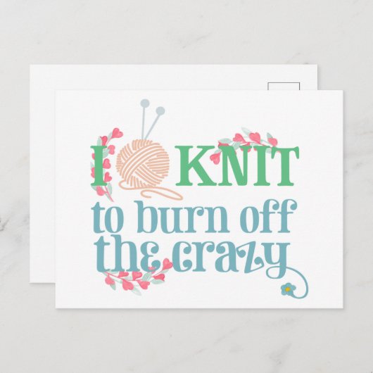 私はニット – ニットおもしろいことわざかわいらしタイポグラフィ ポストカード (正面/裏面)