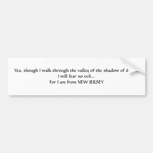 私はニュージャージーのバンパーステッカーIから バンパーステッカー (正面)