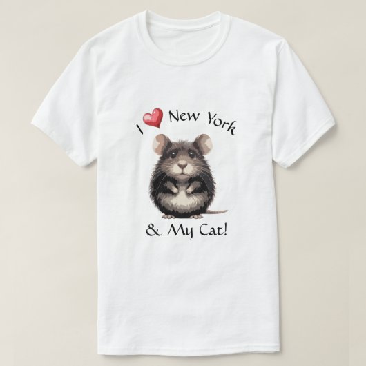 私はニューヨークと猫が大好き Tシャツ (デザイン正面)