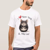 私はニューヨークと猫が大好き Tシャツ (正面)