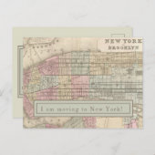 私はニューヨークに引っ越す – NYCヴィンテージマップ ポストカード (正面/裏面)