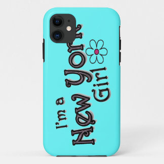 私はニューヨークの女の子、花、青いiPhoneカバーです iPhone 11 ケース