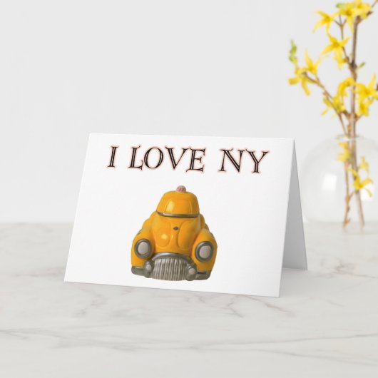 私はニューヨークの黄色によって市松模様にされるタクシーを愛します カード (黄色い花)