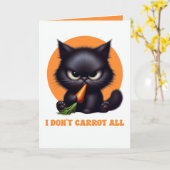 私はニンジンなんて気にしない Funny 黒猫のダジャレ カード (黄色い花)