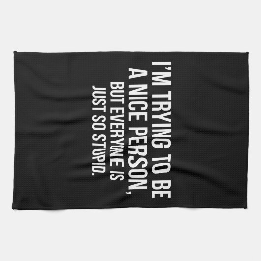 私はニース人-おもしろいなノベルティであることを試みています キッチンタオル (横)