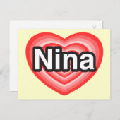 私はニーナが大好き。私はあなたを愛しているニーナ。ハート ポストカード (正面/裏面)