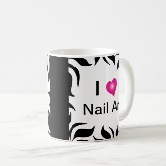 私はネイルアートゼブラストライプーとピンクコーヒーマグが大好き コーヒーマグカップ (正面右)