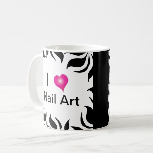 私はネイルアートゼブラストライプーとピンクコーヒーマグが大好き コーヒーマグカップ (正面左)