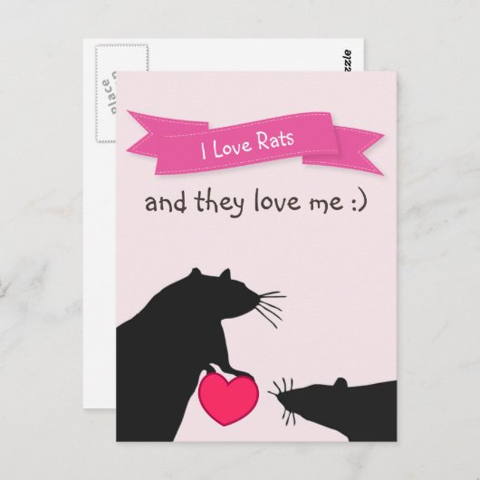 私はネズミが大好きで、彼らは私を愛している ポストカード (正面/裏面)