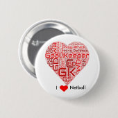 私はネットボールの単語の芸術のデザインを愛します 缶バッジ (正面&裏面)