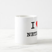 私はネットボールを愛します コーヒーマグカップ (中央)