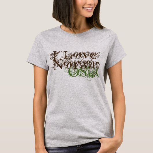 私はノルウェーのオスロが大好きだ Tシャツ (正面)