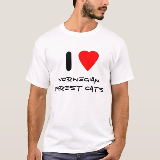 私はノルウェーの森林猫を愛します Tシャツ (正面)