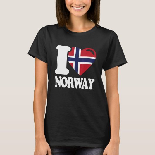 私はノルウェー祖国ノルウェー国旗を愛している Tシャツ (正面)