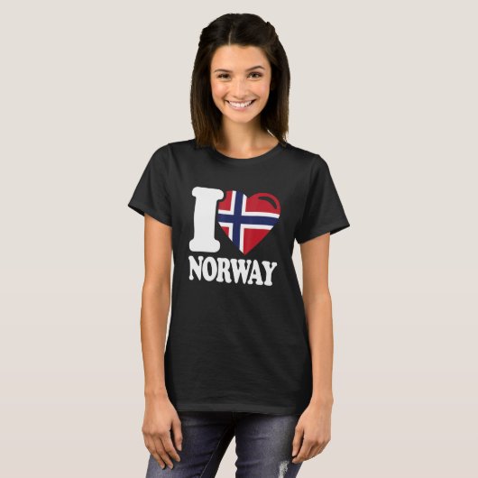私はノルウェー祖国ノルウェー国旗を愛している Tシャツ (正面フル)