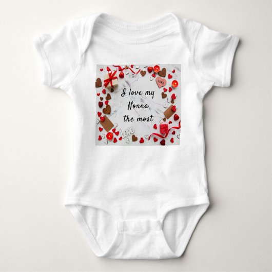 私はノンナが一番ワンピースのボディースイート好きです ベビーボディスーツ (正面)
