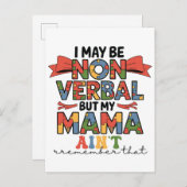 私はノンバーバルかもしれないが、私のママは自閉症のママではない 案内ポストカード (正面/裏面)