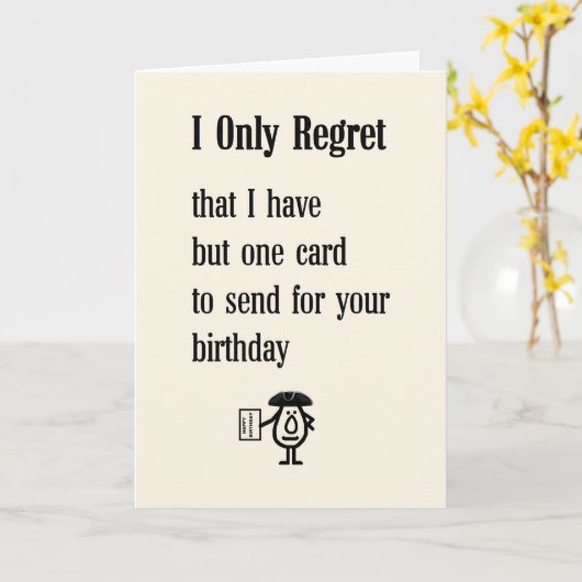 私はハッピーバースデーの詩を後悔おもしろいしているだけだ カード (黄色い花)
